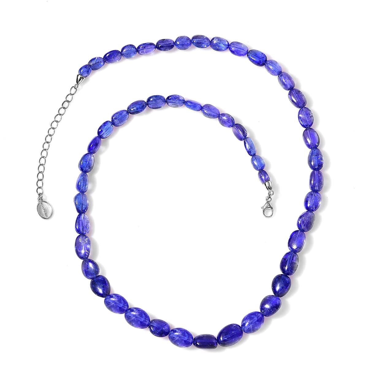 Certified & Appraised Rhapsody 950 Platinum AAAA Tanzanite Beaded Graduation Necklace 18 Inches with 2 Inch Extender 130.00 ctw image number 0