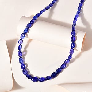 Certified & Appraised Rhapsody 950 Platinum AAAA Tanzanite Beaded Graduated Necklace 18 Inches with 2 Inch Extender 130.00 ctw