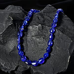 Certified & Appraised Rhapsody 950 Platinum AAAA Tanzanite Beaded Graduated Necklace 18 Inches with 2 Inch Extender 130.00 ctw