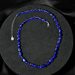 Certified & Appraised Rhapsody 950 Platinum AAAA Tanzanite Beaded Graduated Necklace 18 Inches with 2 Inch Extender 130.00 ctw