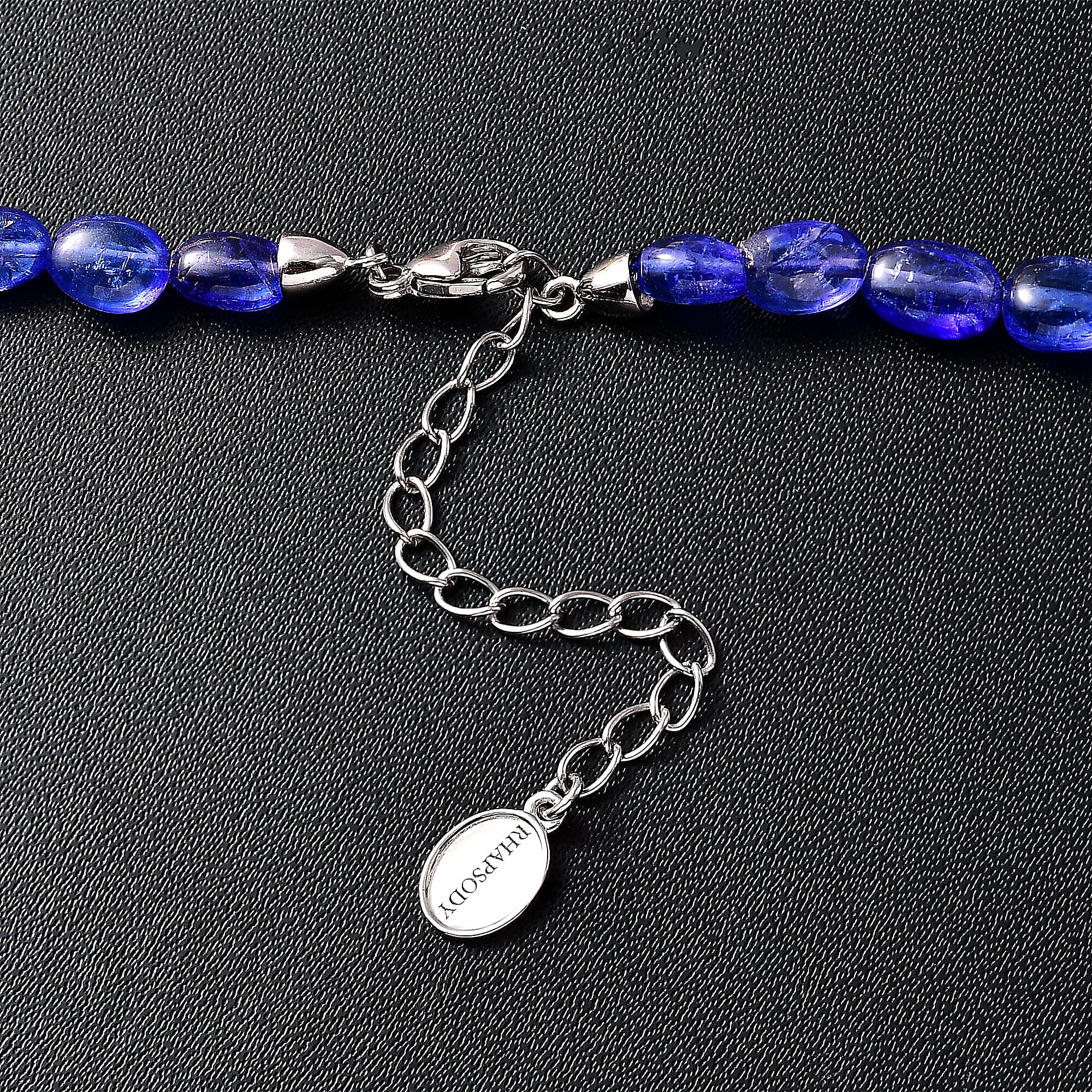 Certified & Appraised Rhapsody 950 Platinum AAAA Tanzanite Beaded Graduated Necklace 18 Inches with 2 Inch Extender 130.00 ctw
