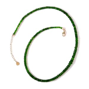 Certified & Appraised Luxoro 14K Yellow Gold AAAA Chrome Diopside Beaded Necklace 18-20 Inches 70.00 ctw