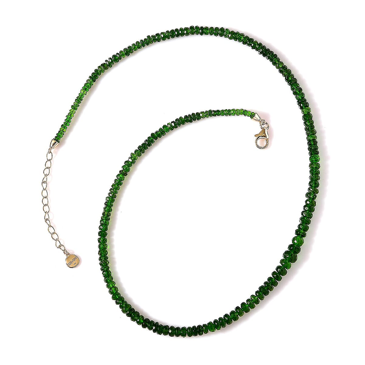 Certified & Appraised Luxoro 14K Yellow Gold AAA Chrome Diopside Beaded Necklace 18-20 Inches 70.00 ctw image number 5