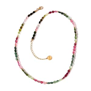 Certified & Appraised Iliana 18K Yellow Gold AAAA Multi-Tourmaline Beaded Graduation Necklace 18-20 Inches 30.00 ctw