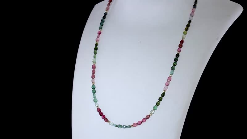 Certified & Appraised Iliana 18K Yellow Gold AAAA Multi-Tourmaline Beaded Graduated Necklace 18-20 Inches 30.00 ctw