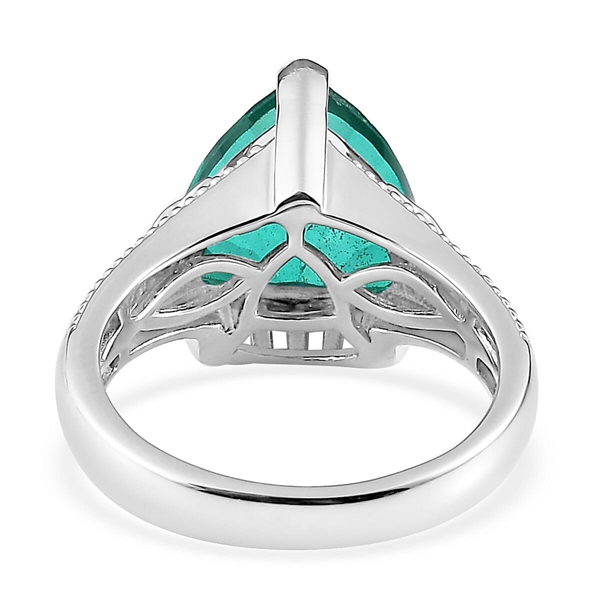 Concave Cut Peacock Quartz (Triplet) Solitaire Ring in Platinum Over Sterling Silver (Size 7.0) 6.50 ctw image number 4