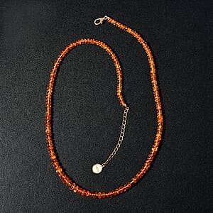 Certified & Appraised Iliana 18K Yellow Gold AAAA Mandarin Garnet Beaded Graduated Necklace 18-20 Inches 90.00 ctw