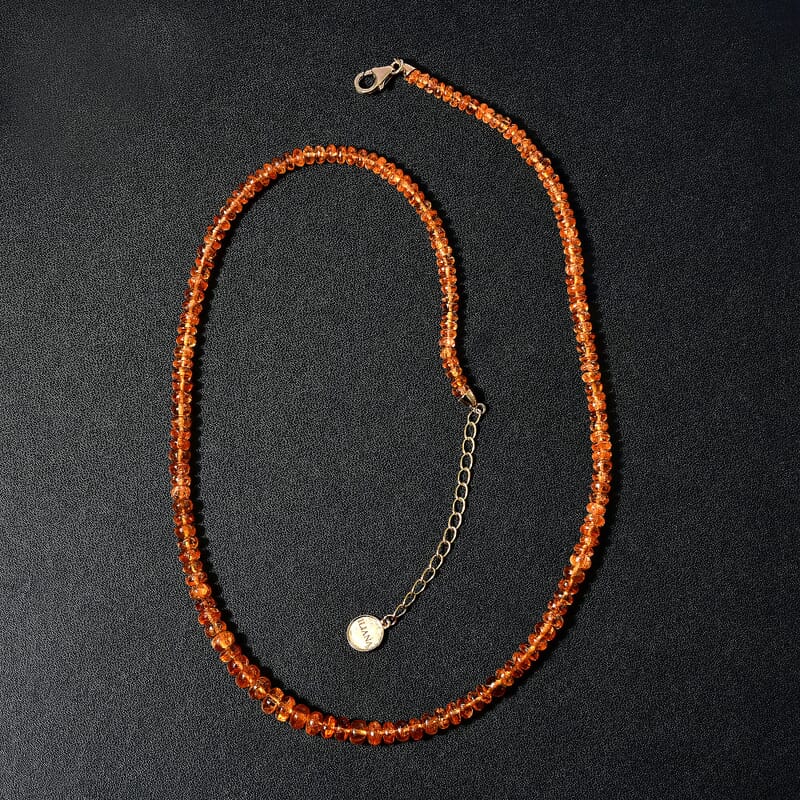 Certified & Appraised Iliana 18K Yellow Gold AAAA Mandarin Garnet Beaded Graduated Necklace 18-20 Inches 90.00 ctw