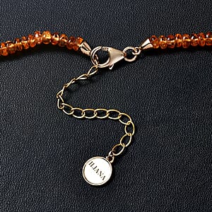 Certified & Appraised Iliana 18K Yellow Gold AAAA Mandarin Garnet Beaded Graduated Necklace 18-20 Inches 90.00 ctw