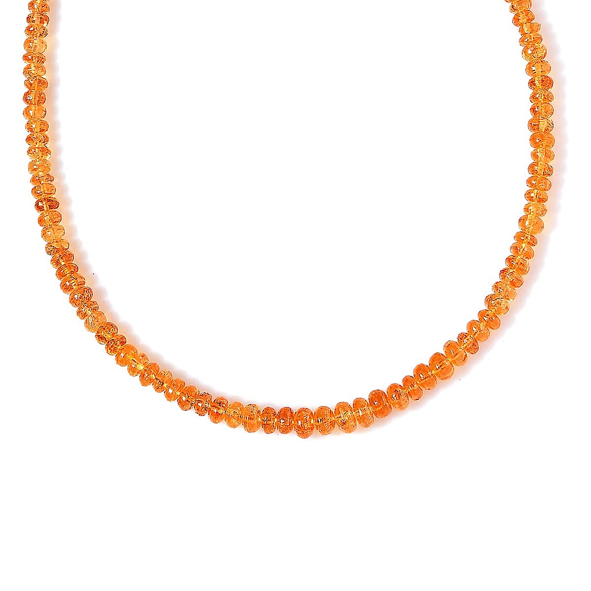Certified & Appraised Iliana 18K Yellow Gold AAAA Mandarin Garnet Beaded Graduated Necklace 18-20 Inches 90.00 ctw image number 4