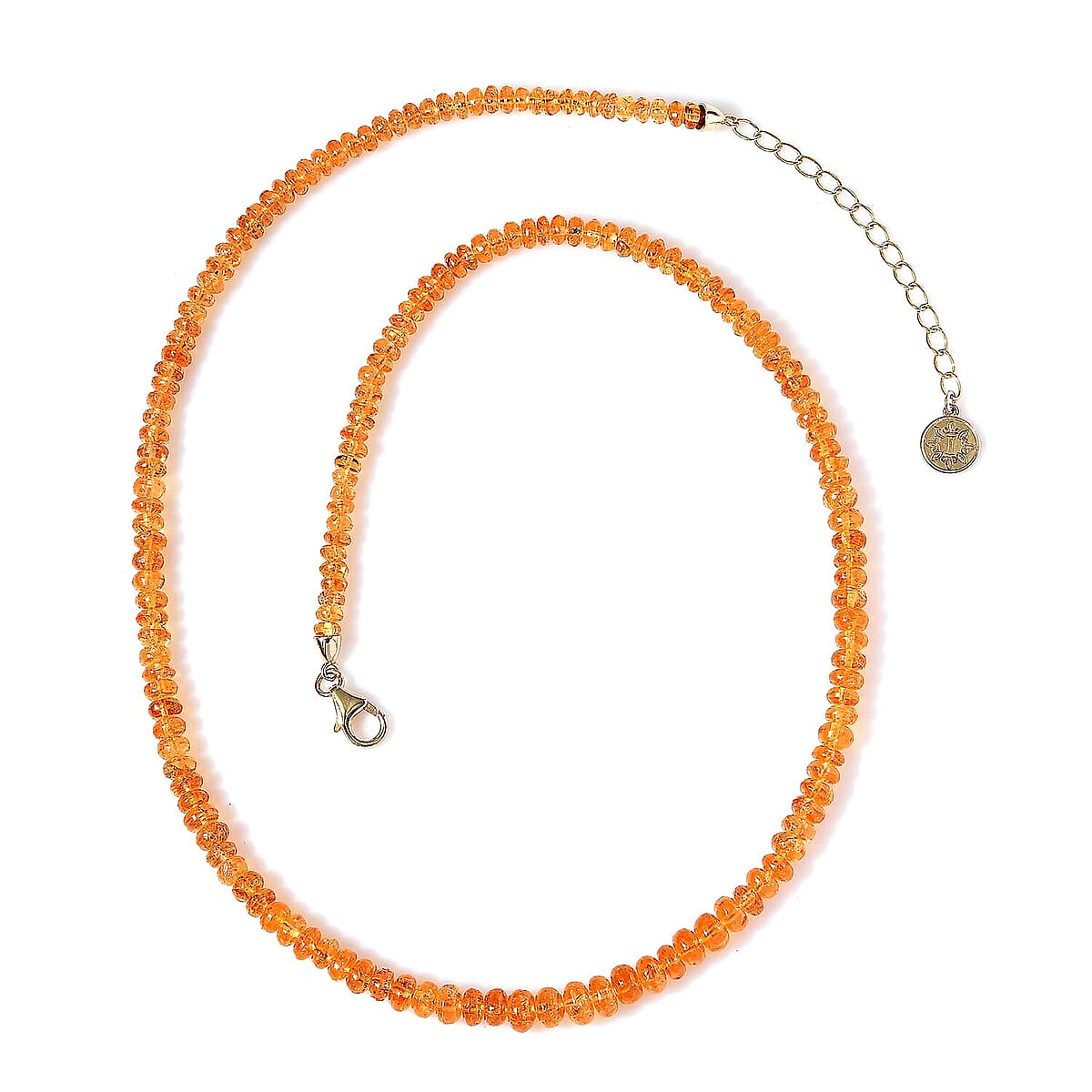 Certified & Appraised Iliana 18K Yellow Gold AAAA Mandarin Garnet Beaded Graduated Necklace 18-20 Inches 90.00 ctw image number 5
