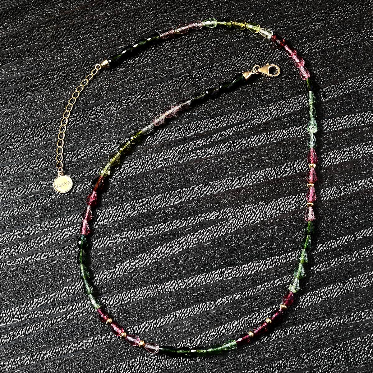 Certified & Appraised Iliana 18K Yellow Gold AAAA Multi-Tourmaline Beaded Graduation Necklace 18-20 Inches 50.00 ctw image number 2