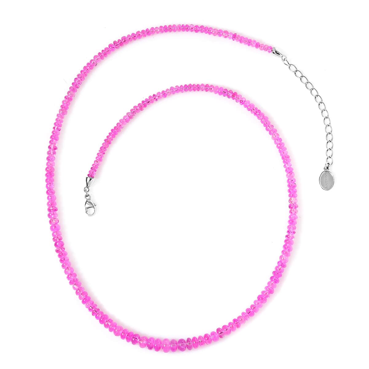 Certified & Appraised Rhapsody 950 Platinum AAAA Madagascar Pink Sapphire Beaded Graduation Necklace 18 Inches with 2 Inch Extender 68.00 ctw image number 0