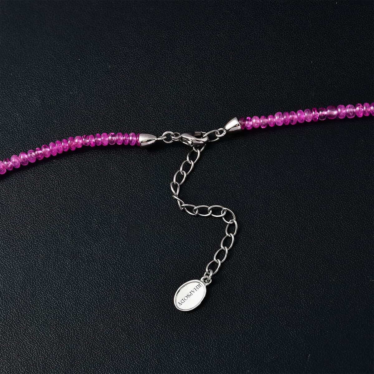 Certified & Appraised Rhapsody 950 Platinum AAAA Madagascar Pink Sapphire Beaded Graduation Necklace 18 Inches with 2 Inch Extender 68.00 ctw image number 4