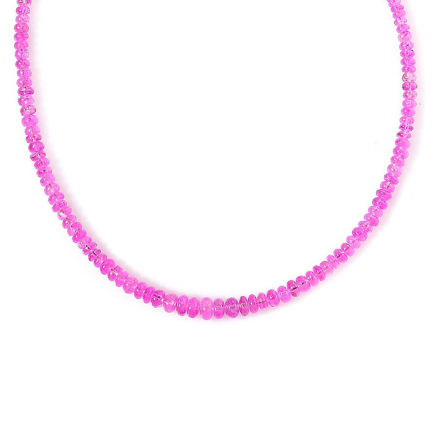 Certified & Appraised Rhapsody 950 Platinum AAAA Madagascar Pink Sapphire Beaded Graduated Necklace 18-20 Inches 68.00 ctw