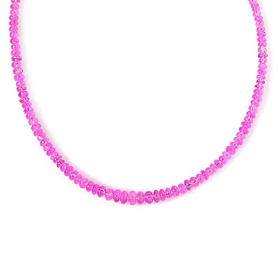Certified & Appraised Rhapsody 950 Platinum AAAA Madagascar Pink Sapphire Beaded Graduated Necklace 18-20 Inches 68.00 ctw