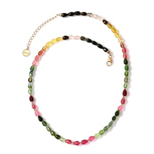 Certified & Appraised Iliana 18K Yellow Gold AAAA Multi-Tourmaline Beaded Graduation Necklace 18 Inches with 2 Inch Extender 50.00 ctw