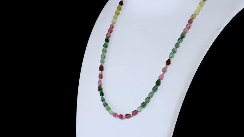 Certified & Appraised Iliana 18K Yellow Gold AAAA Multi-Tourmaline Beaded Graduated Necklace 18 Inches with 2 Inch Extender 50.00 ctw