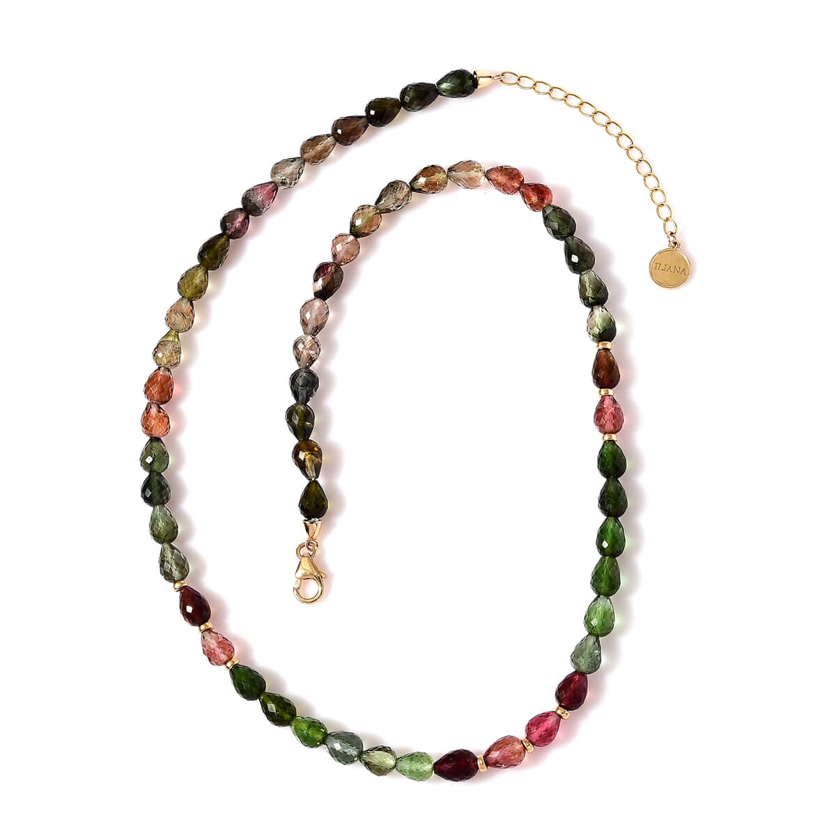 Certified & Appraised Iliana 18K Yellow Gold AAAA Multi-Tourmaline Beaded Necklace 18-20 Inches 100.00 ctw image number 0