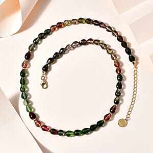 Certified & Appraised Iliana 18K Yellow Gold AAAA Multi-Tourmaline Beaded Necklace 18-20 Inches 100.00 ctw