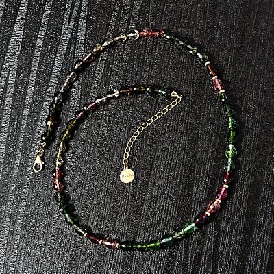 Certified & Appraised Iliana 18K Yellow Gold AAAA Multi-Tourmaline Beaded Necklace 18-20 Inches 100.00 ctw