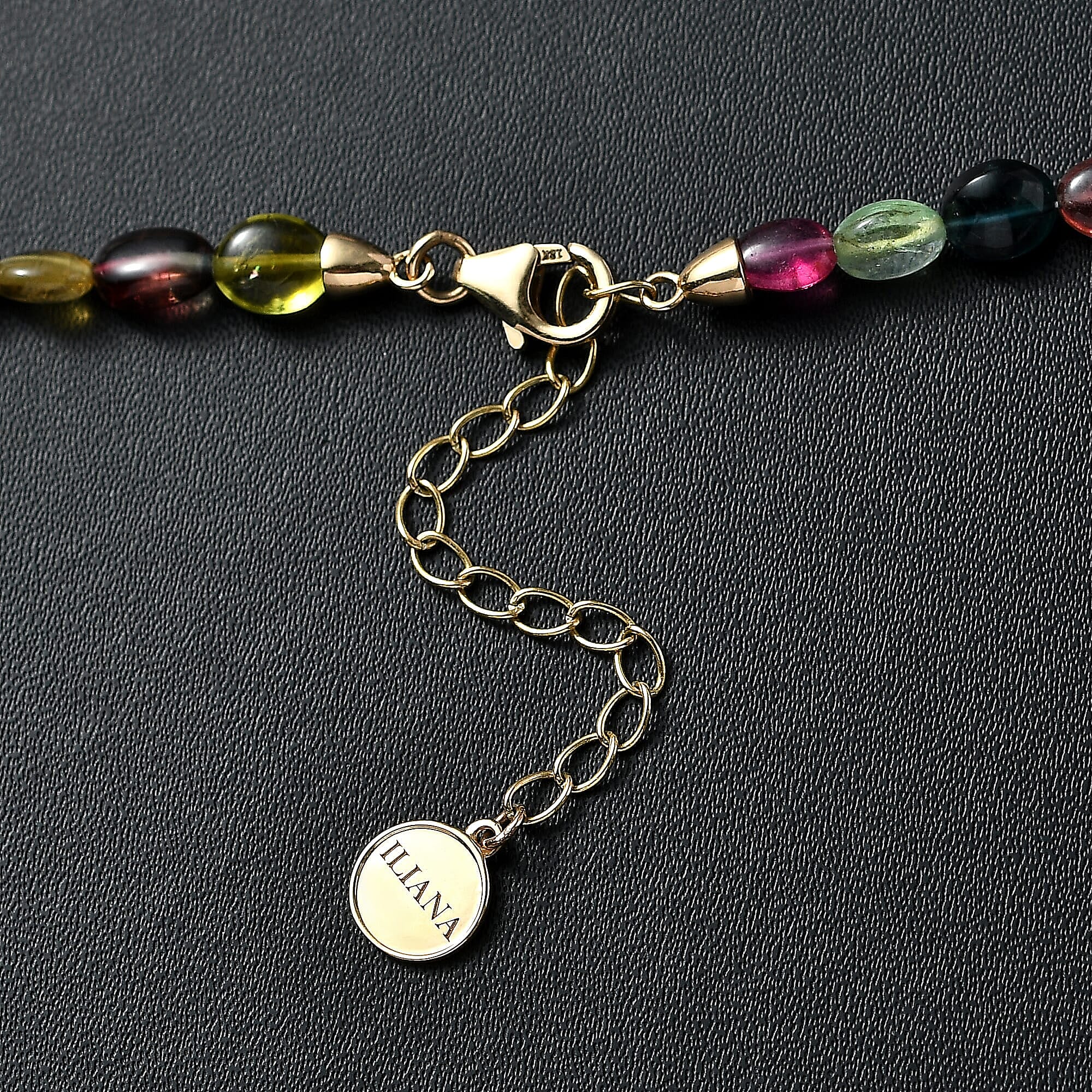 Certified & Appraised Iliana 18K Yellow Gold AAA Multi-Tourmaline Beaded Graduated Necklace 18 Inches with 2 Inch Extender 105.00 ctw