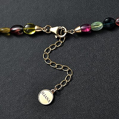Certified & Appraised Iliana 18K Yellow Gold AAA Multi-Tourmaline Beaded Graduated Necklace 18 Inches with 2 Inch Extender 105.00 ctw