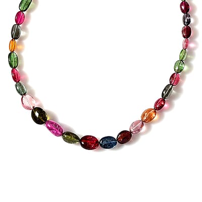 Certified & Appraised Iliana 18K Yellow Gold AAA Multi-Tourmaline Beaded Graduated Necklace 18 Inches with 2 Inch Extender 105.00 ctw