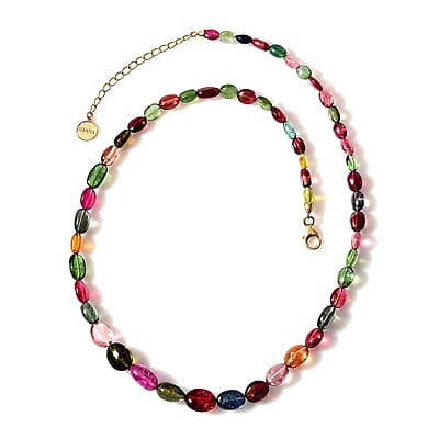 Certified & Appraised Iliana 18K Yellow Gold AAA Multi-Tourmaline Beaded Graduated Necklace 18 Inches with 2 Inch Extender 105.00 ctw