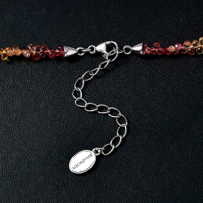 Certified & Appraised Rhapsody 950 Platinum AAAA Multi Sapphire Beaded Graduated Necklace 18-20 Inches 55.00 ctw