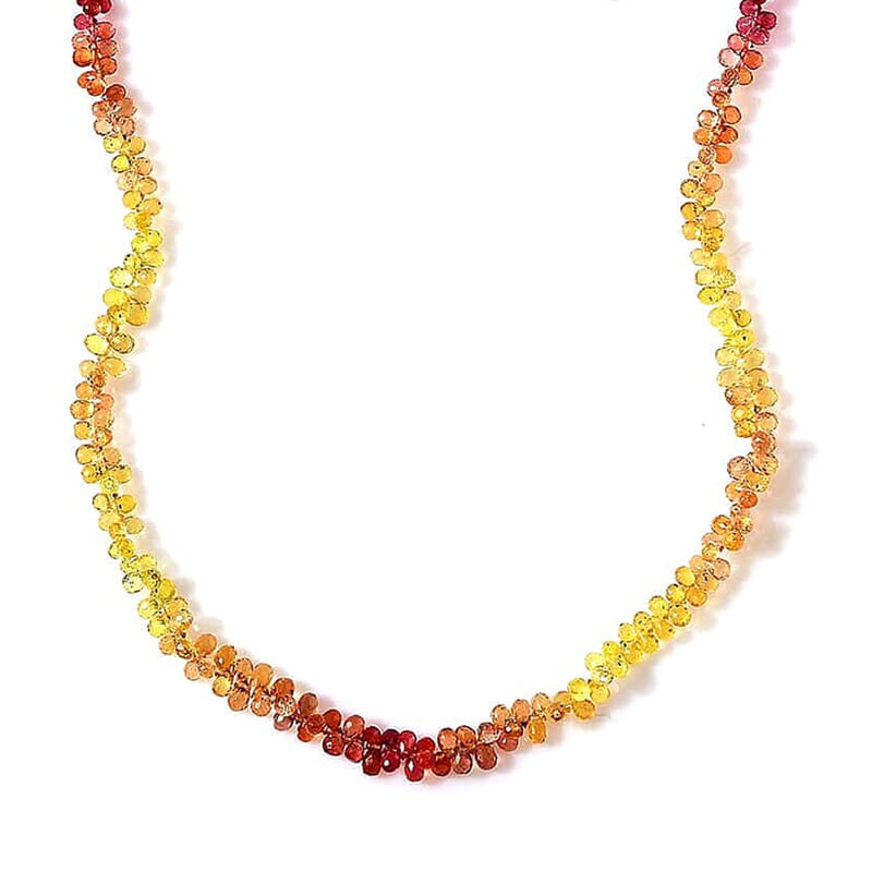 Certified & Appraised Rhapsody 950 Platinum AAAA Multi Sapphire Beaded Graduated Necklace 18-20 Inches 55.00 ctw