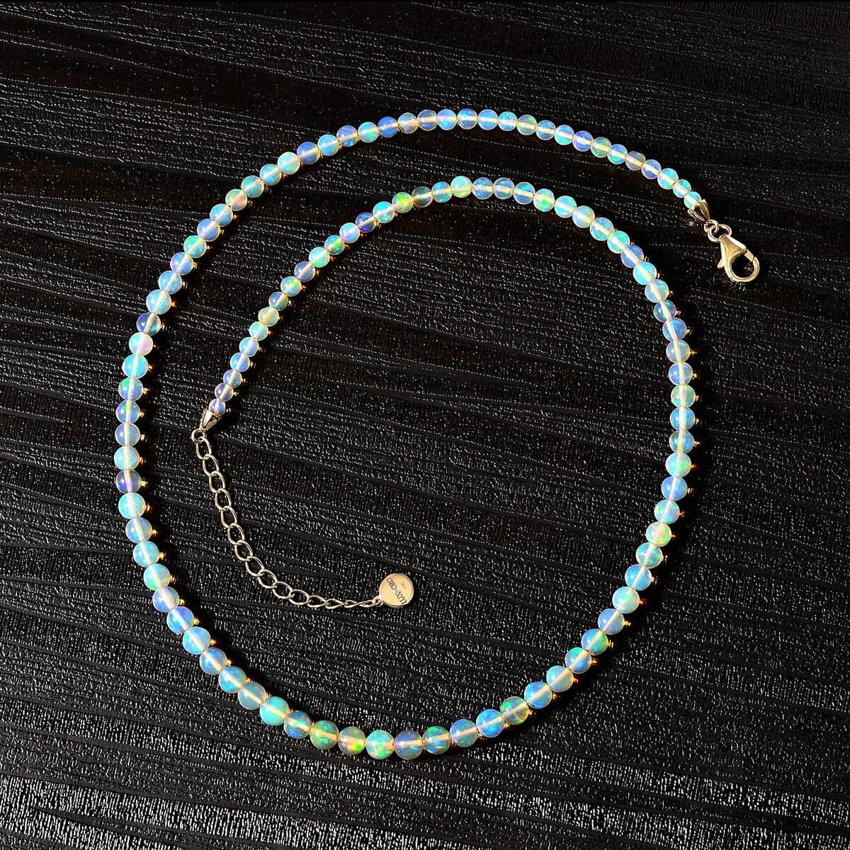 Certified & Appraised Luxoro 14K Yellow Gold AAAA Ethiopian Welo Opal Beaded Necklace 18-20 Inches 30.00 ctw image number 0