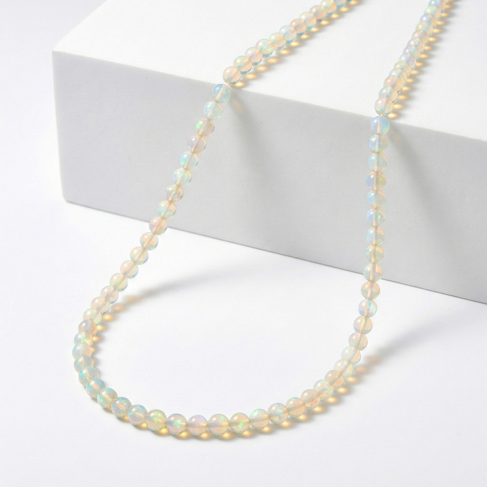 Certified & Appraised Luxoro 14K Yellow Gold AAAA Ethiopian Welo Opal Beaded Necklace 18-20 Inches 30.00 ctw