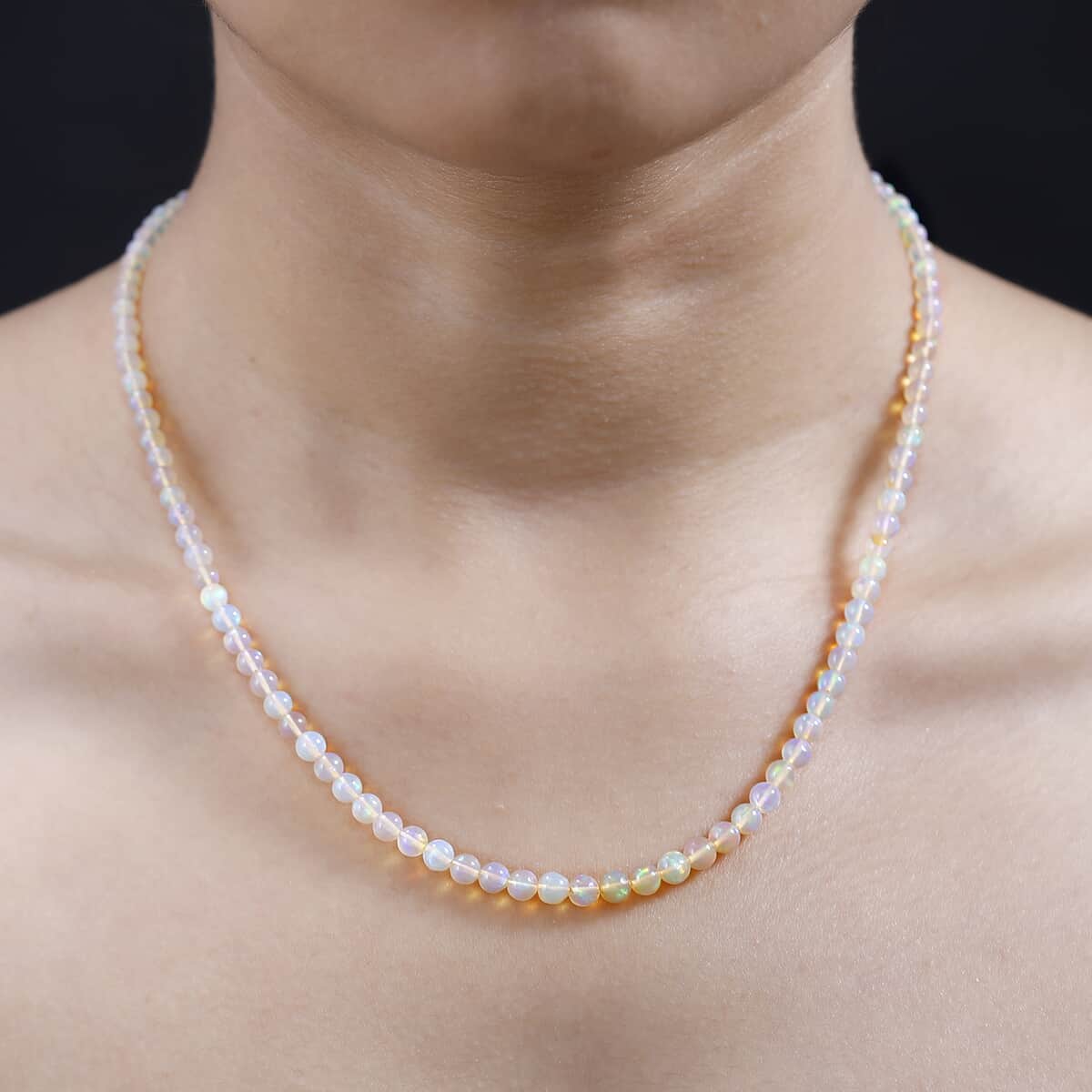 Certified & Appraised Luxoro 14K Yellow Gold AAAA Ethiopian Welo Opal Beaded Necklace 18-20 Inches 30.00 ctw image number 2