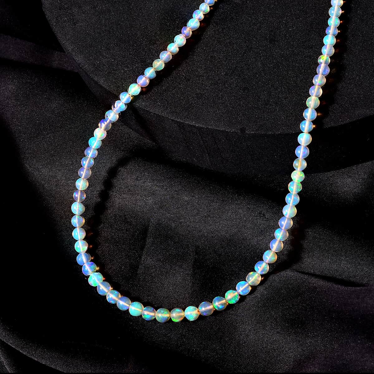 Certified & Appraised Luxoro 14K Yellow Gold AAAA Ethiopian Welo Opal Beaded Necklace 18-20 Inches 30.00 ctw image number 3