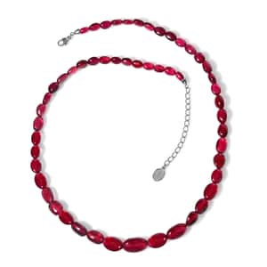 Certified & Appraised Rhapsody 950 Platinum AAAA Ouro Fino Rubellite Beaded Graduation Necklace 18 Inches with 2 Inch Extender 100.00 ctw