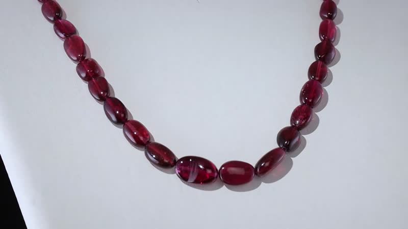 Certified & Appraised Rhapsody 950 Platinum AAAA Ouro Fino Rubellite Beaded Graduated Necklace 18 Inches with 2 Inch Extender 100.00 ctw