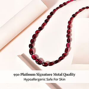 Certified & Appraised Rhapsody 950 Platinum AAAA Ouro Fino Rubellite Beaded Graduated Necklace 18 Inches with 2 Inch Extender 100.00 ctw