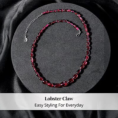 Certified & Appraised Rhapsody 950 Platinum AAAA Ouro Fino Rubellite Beaded Graduated Necklace 18 Inches with 2 Inch Extender 100.00 ctw