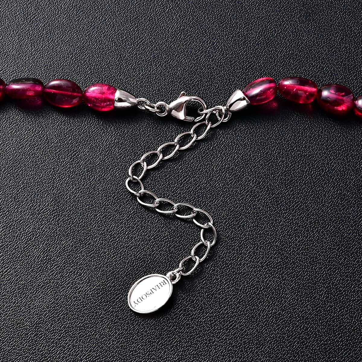 Certified & Appraised Rhapsody 950 Platinum AAAA Ouro Fino Rubellite Beaded Graduation Necklace 18 Inches with 2 Inch Extender 100.00 ctw image number 4