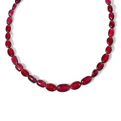Certified & Appraised Rhapsody 950 Platinum AAAA Ouro Fino Rubellite Beaded Graduated Necklace 18 Inches with 2 Inch Extender 100.00 ctw