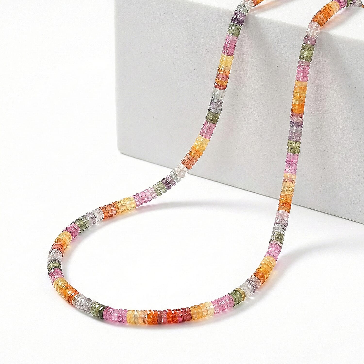 Certified & Appraised Rhapsody AAAA Multi Sapphire Beaded Graduated Necklace, 950 Platinum Necklace, 18-20 Inch Necklace 60.00 c
