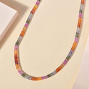 Certified & Appraised Rhapsody AAAA Multi Sapphire Beaded Graduated Necklace, 950 Platinum Necklace, 18-20 Inch Necklace 60.00 ctw
