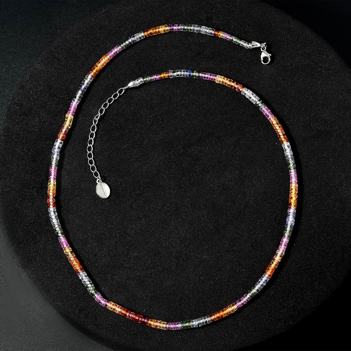 Rhapsody Certified & Appraised AAAA Multi Sapphire Beaded Graduation Necklace, 950 Platinum Necklace, 18-20 Inch Necklace 60.00 ctw image number 3