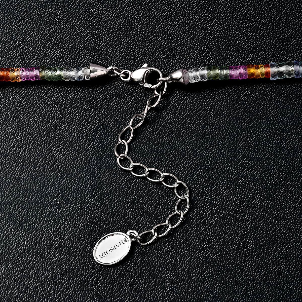 Rhapsody Certified & Appraised AAAA Multi Sapphire Beaded Graduation Necklace, 950 Platinum Necklace, 18-20 Inch Necklace 60.00 ctw image number 4