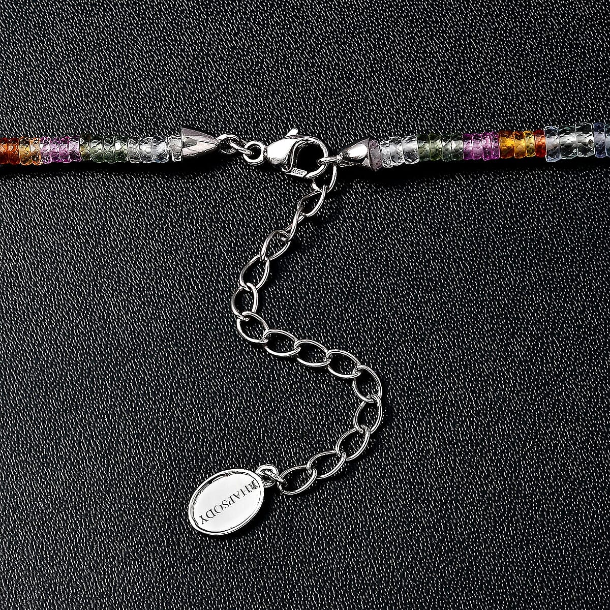 Certified & Appraised Rhapsody AAAA Multi Sapphire Beaded Graduated Necklace, 950 Platinum Necklace, 18-20 Inch Necklace 60.00 ctw image number 5