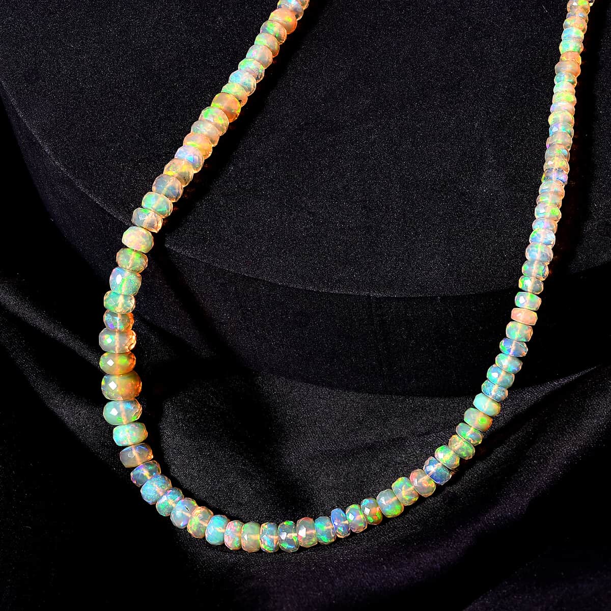Certified & Appraised Luxoro 14K Yellow Gold AAAA Ethiopian Welo Opal Beaded Necklace 18 Inches with 2 Inch Extender 60.00 ctw image number 1