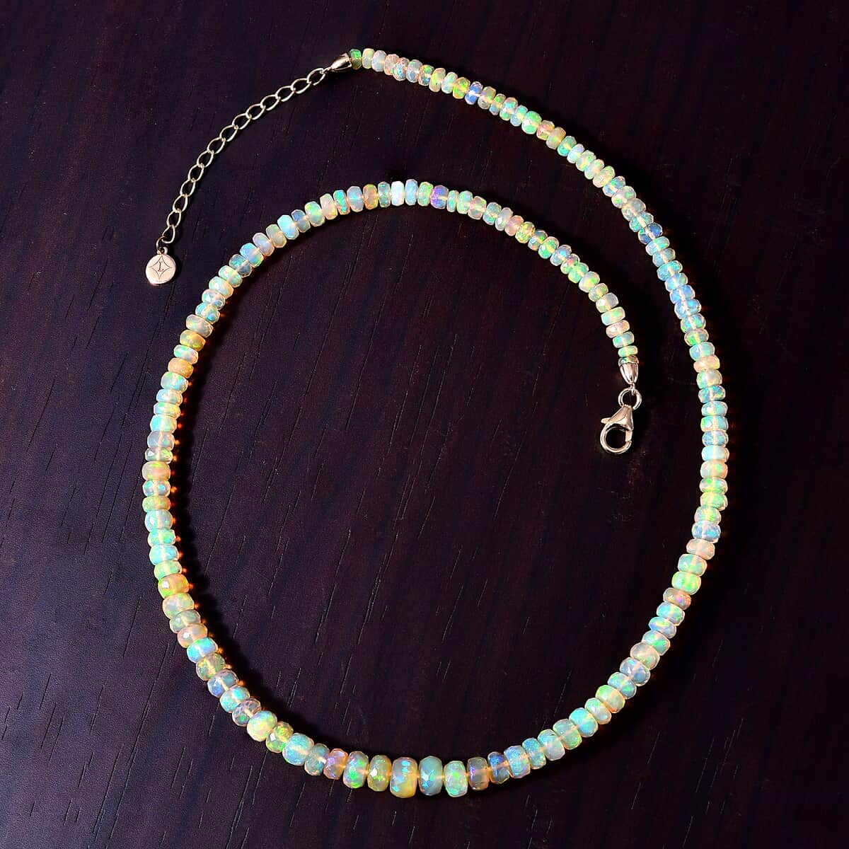 Certified & Appraised Luxoro 14K Yellow Gold AAAA Ethiopian Welo Opal Beaded Necklace 18 Inches with 2 Inch Extender 60.00 ctw image number 3