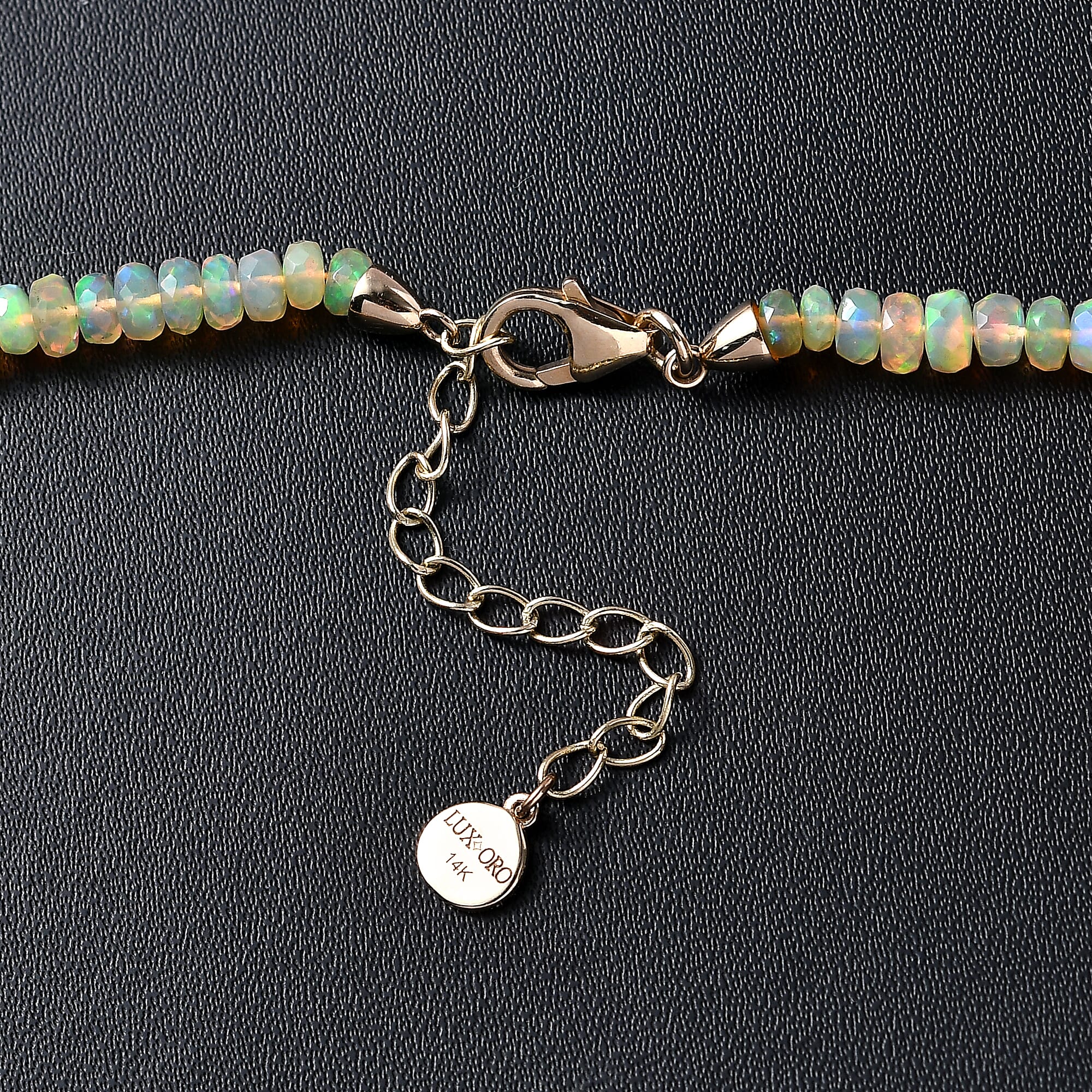 Certified & Appraised Luxoro 14K Yellow Gold AAAA Ethiopian Welo Opal Beaded Necklace 18 Inches with 2 Inch Extender 60.00 ctw