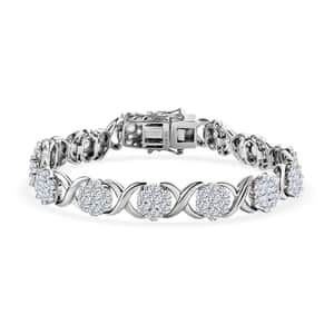 Moissanite 9.50 ctw XOXO Bracelet in Platinum Over Sterling Silver (6.50 In)